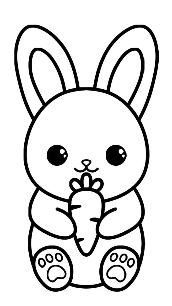 gambar kelinci pegang wortel mudah ditiru untuk anak tk