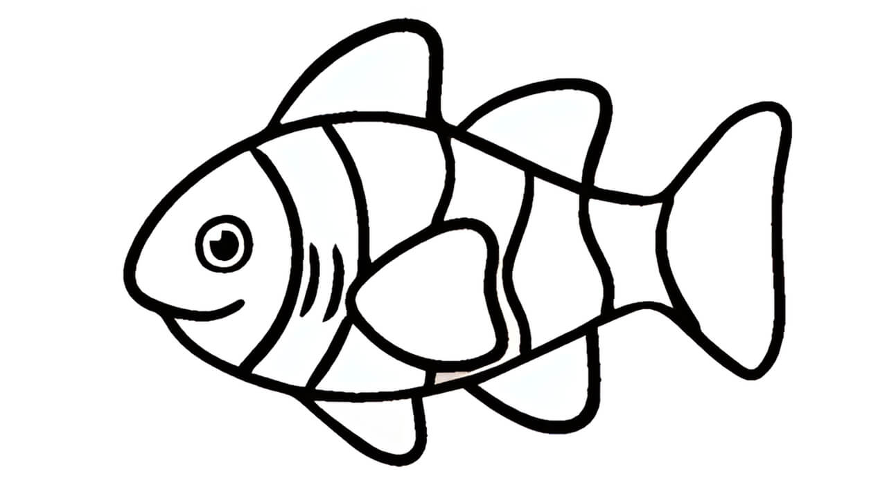sketsa gambar ikan nemo hitam putih yang mudah