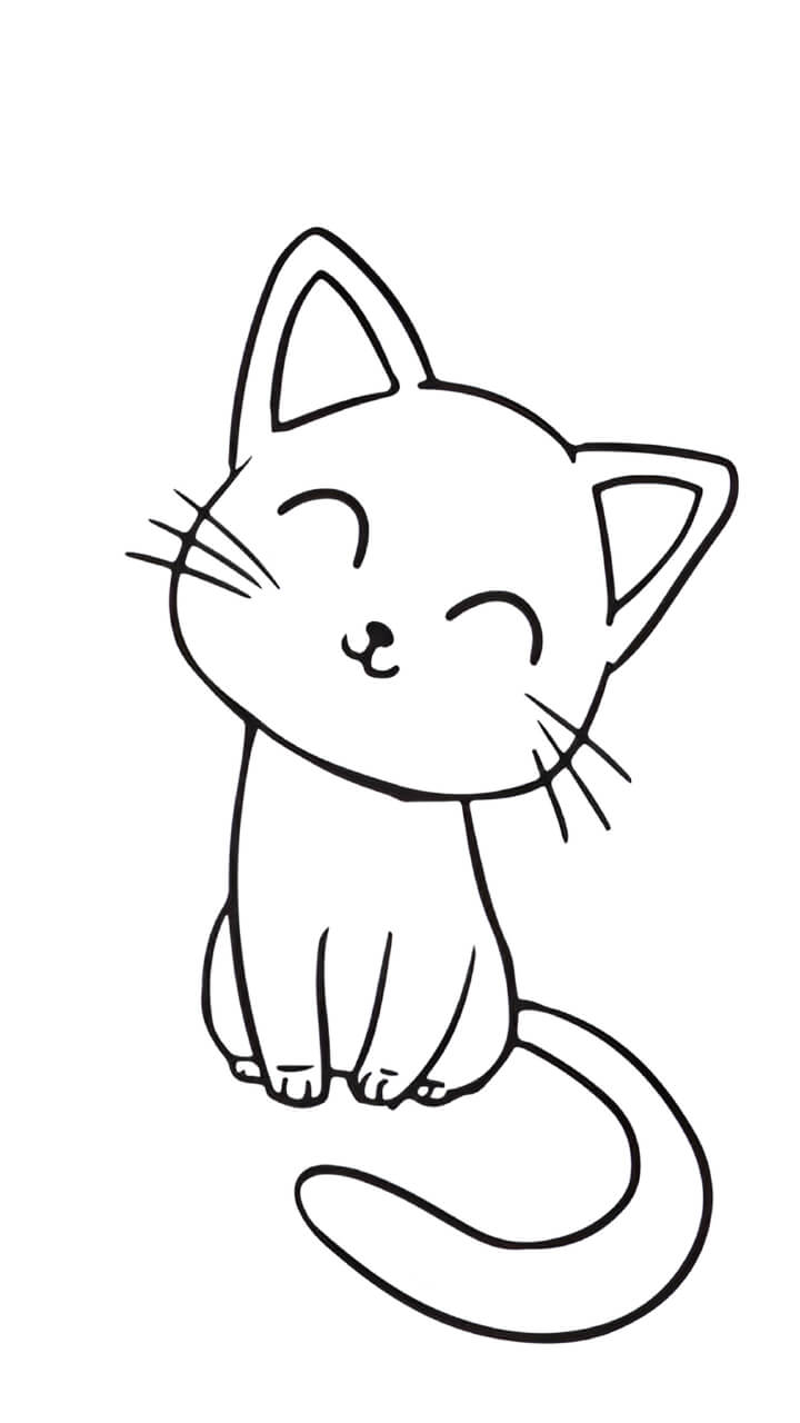 sketsa gambar kucing yang mudah dan lucu