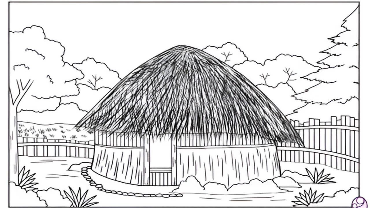 Sketsa gambar rumah adat