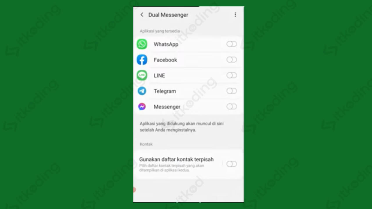 tampilan aplikasi dual messenger di samsung