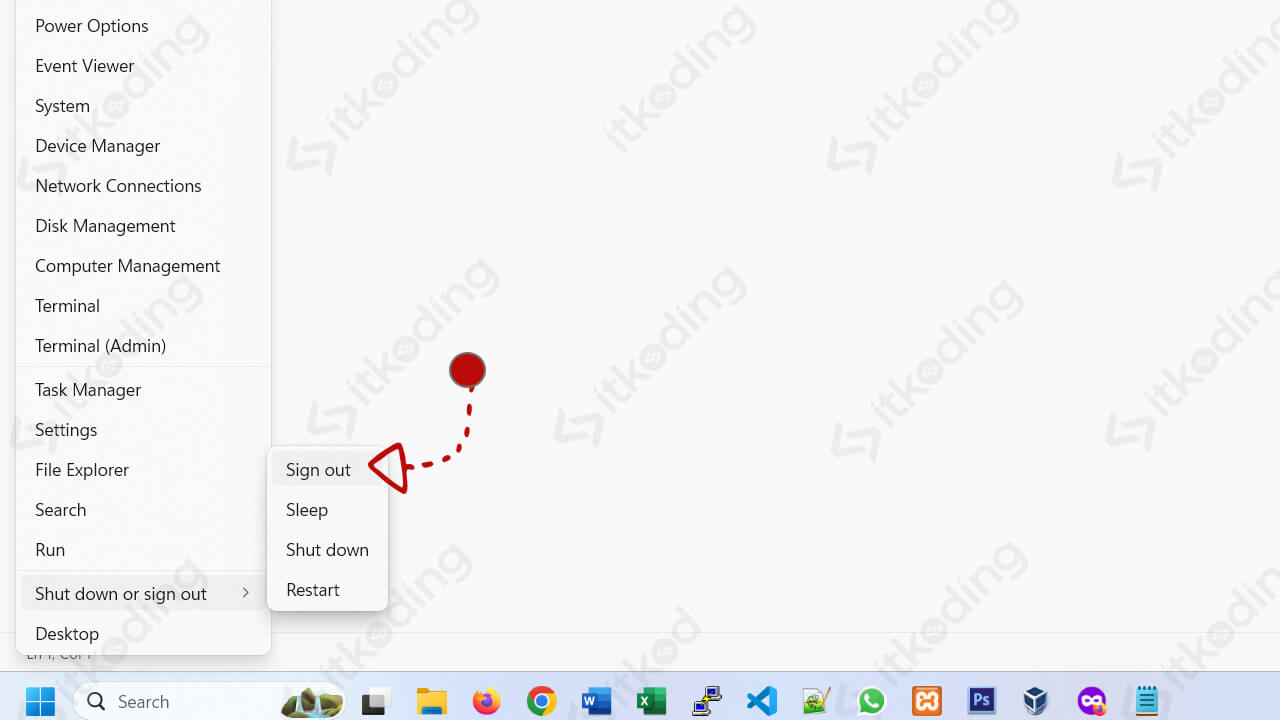 tampilan klik kanan start menu windows 11