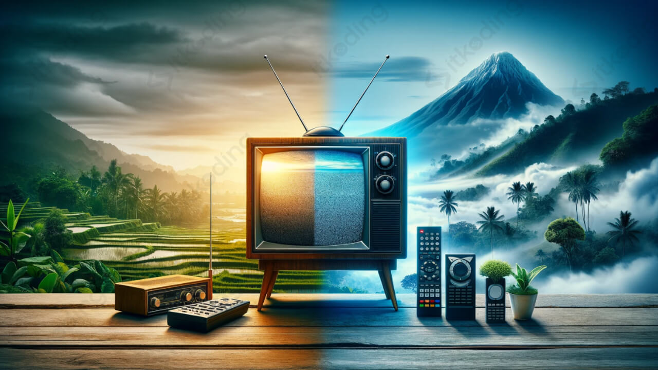 ilustrasi perbandingan tv analog dan tv digital
