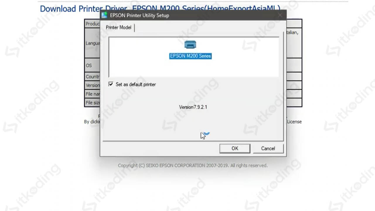 tampilan menu driver printer epson m200